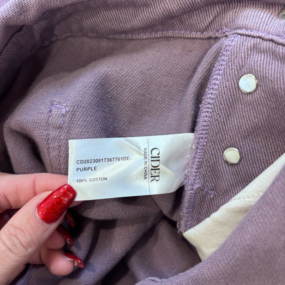 Cider Women's Wide Leg Oversized Bib Cargo Overalls Denim Sz 4XL Purple Wash NWT - Picture 5 of 12